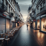 Symbolfoto: Leere Einkaufsstraße, geschlossene Läden, Kostensteigerungen und Strukturwandel in Deutschland.